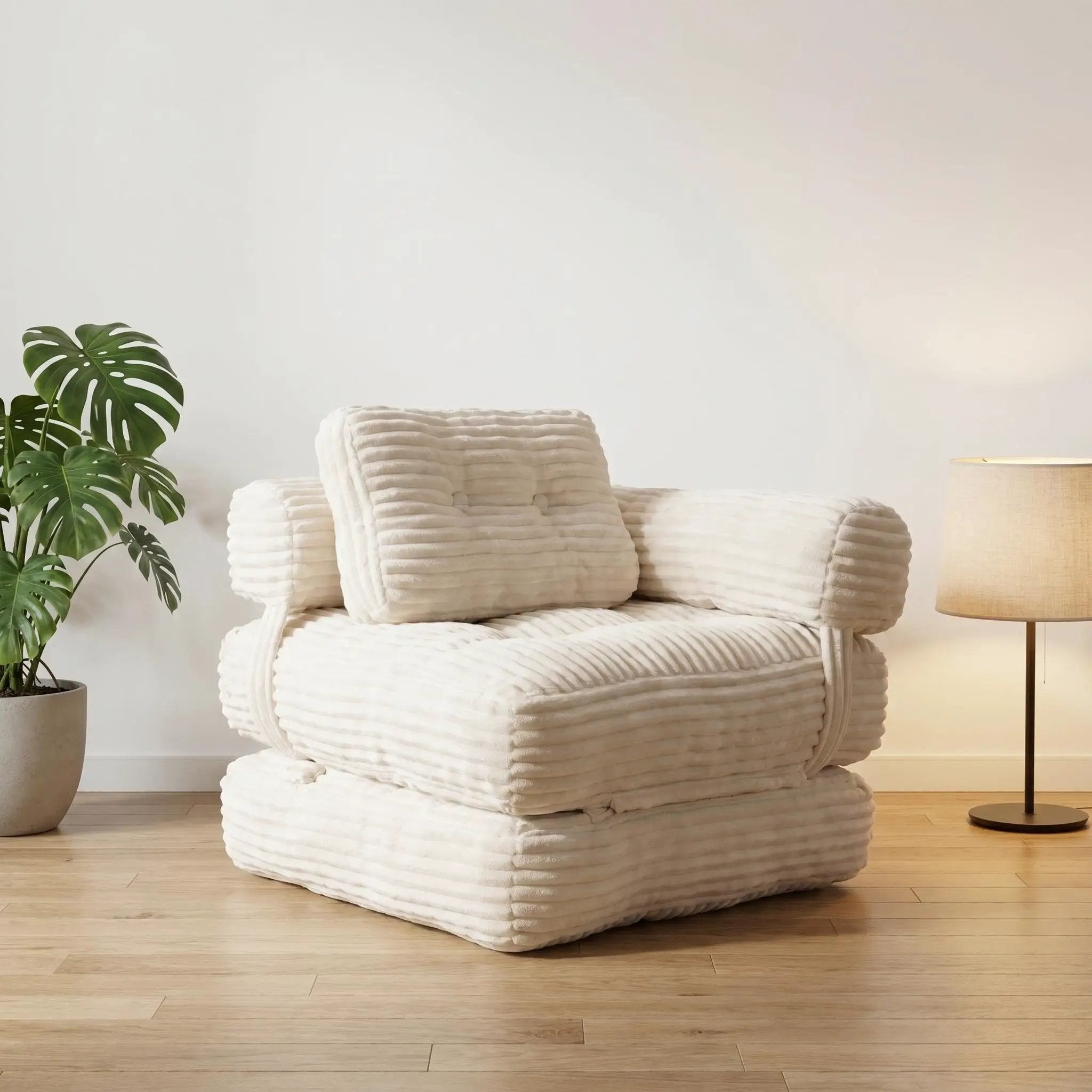 Boneless Foldable Floor Sofa Bed with Armrest & Pillows by HouseOfZazla