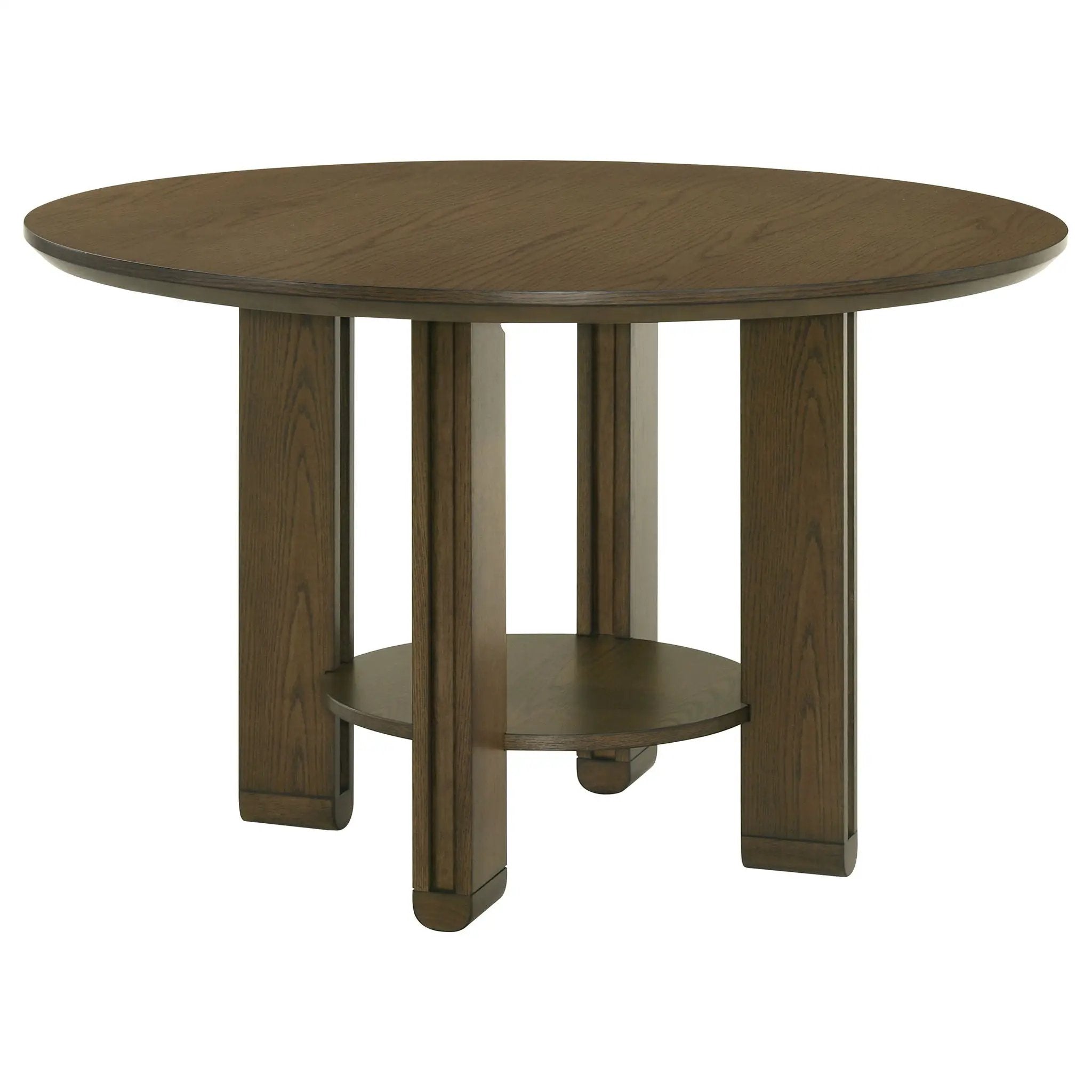 Ottowa 47-inch Round Wood Dining Table with Shelf Brown by Unique Piece Furniture