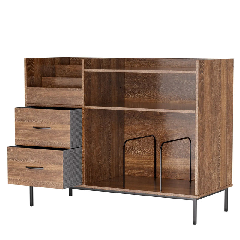 Grain Record Player Stand, Media Console With Speaker Shelf & 2 Drawers by Unique Piece Furniture