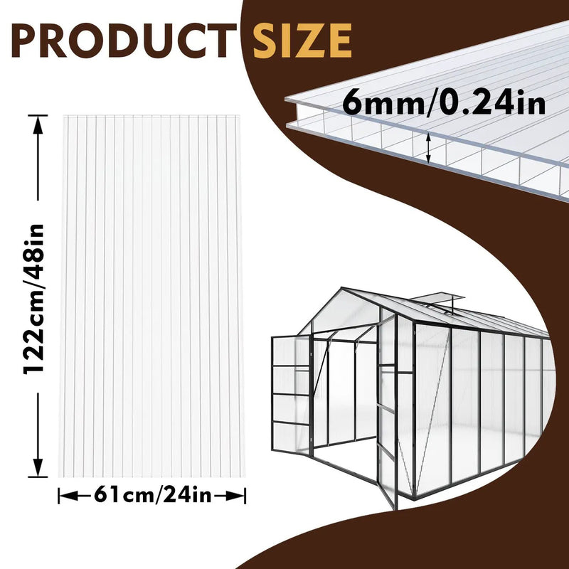 4' x 2' Twin-Wall Polycarbonate Greenhouse Panels (10 Pack) by HouseOfZazla