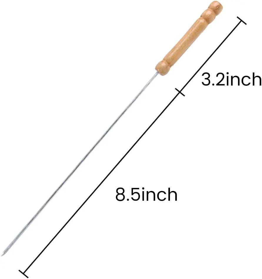 HAKSEN 12 PCS Barbecue Skewers with Wood Handle Marshmallow Roasting Sticks Meat Hot Dog Fork Best for BBQ Camping Cookware Campfire Grill Cooking, Stainless Steel,11.7 Inches(Including Handle) by GreenHaven Gardens
