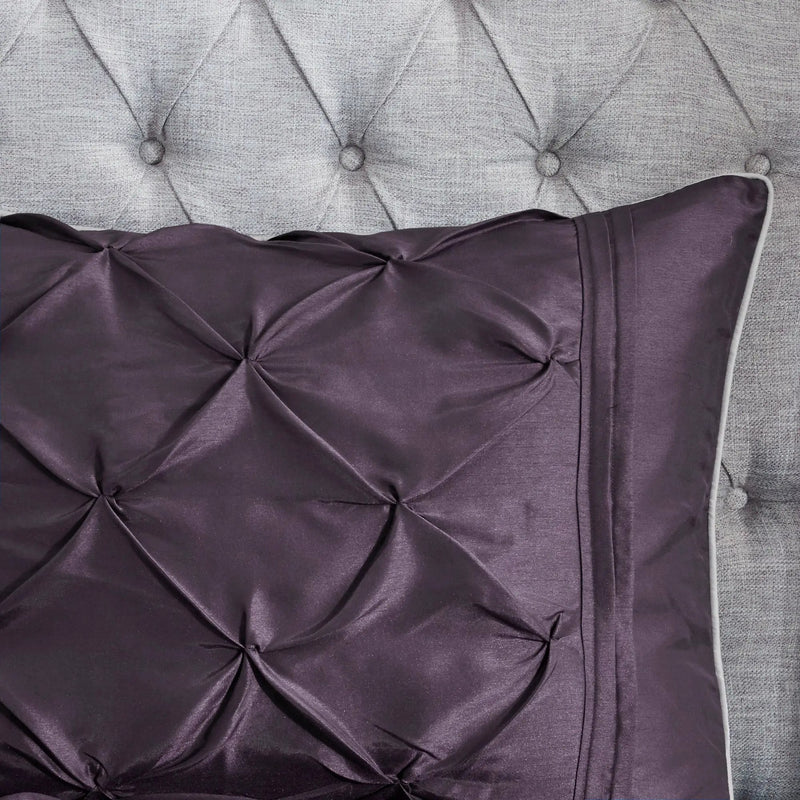 7-Piece Queen 100% Polyester Pieced Pleated Tufted Comforter Set by HouseOfZazla