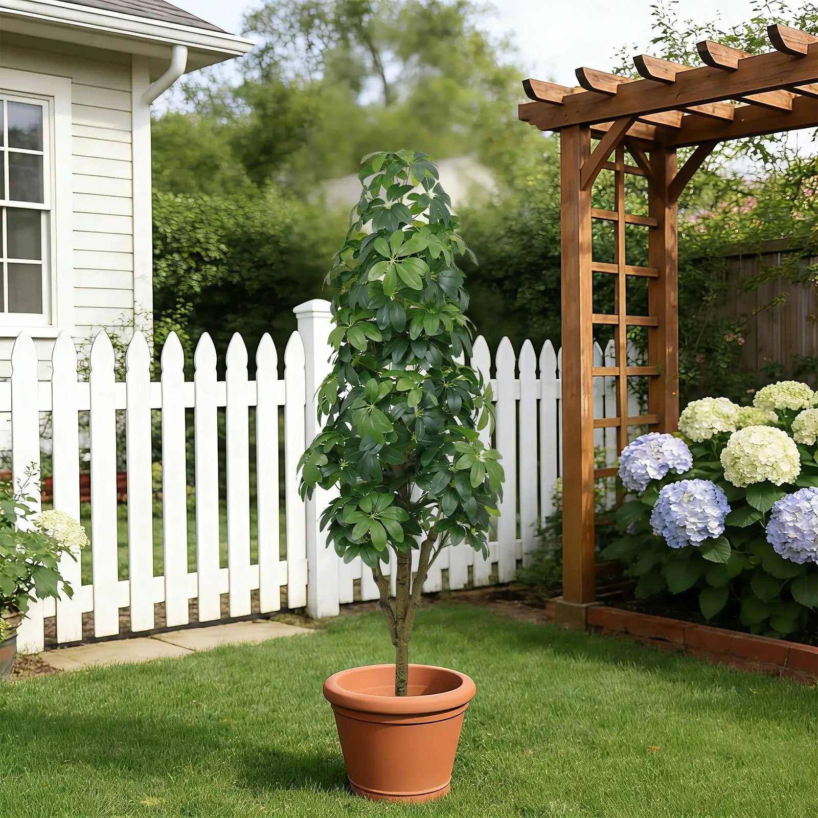 Realistic Faux Tree With Lifelike Foliage For Indoor And Outdoor Use - Green by HouseOfZazla