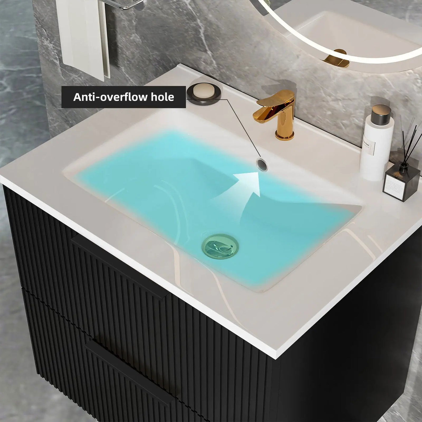Modern Wall Mounted Floating Bathroom Vanity With Sink And Drawers by HouseOfZazla