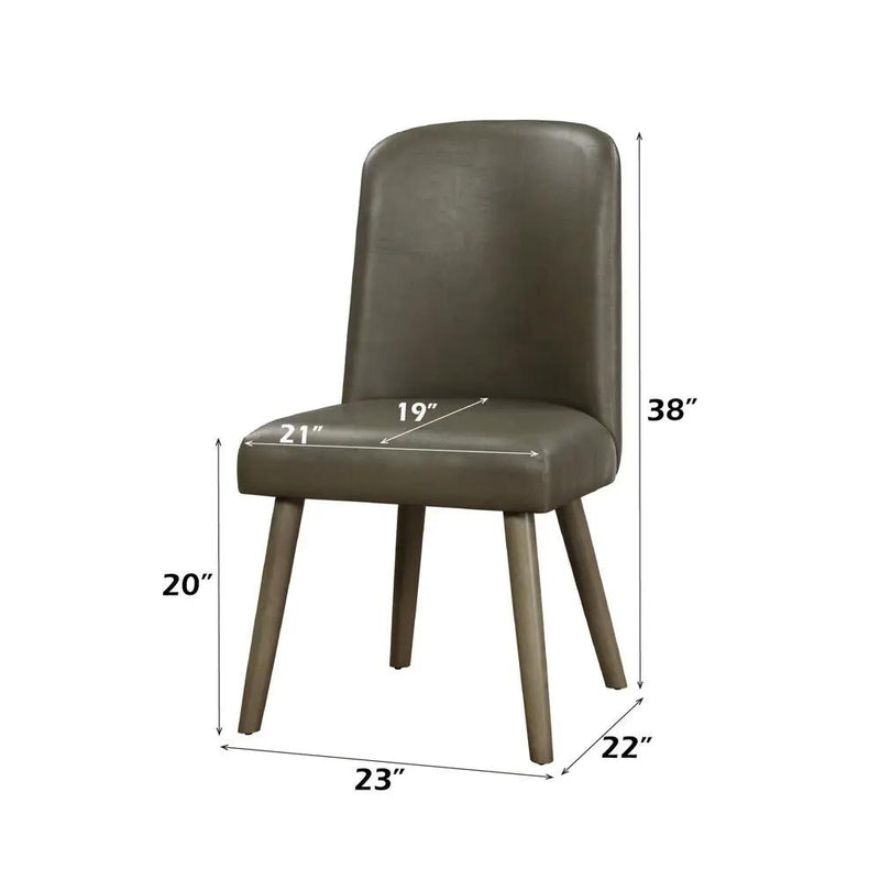 Waylon - Side Chair (Set of 2) - Gray Synthetic Leather & Gray Oak by Unique Piece Furniture