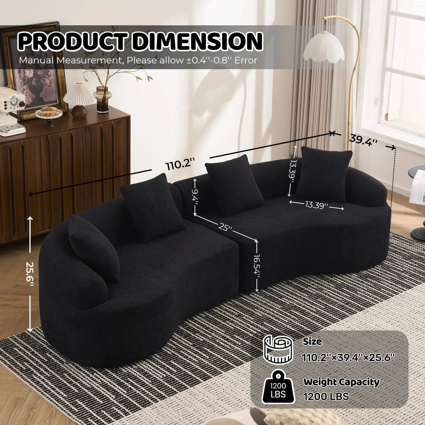 4 Seater Sofa With Fabric, 30D, 60 Hardness Full Sponge, 4 Pillow For Living Room, Home Furniture Sleeper Sectional Sofa For Apartment by HouseOfZazla