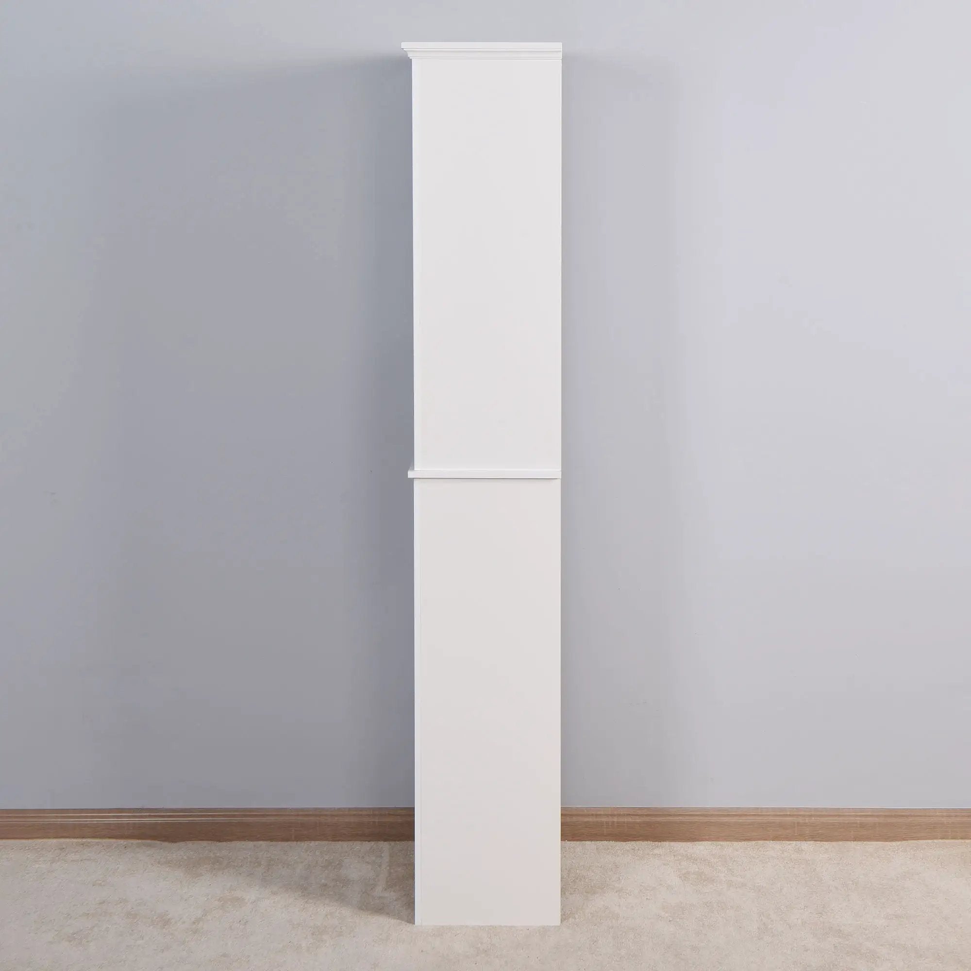 Wooden Bathroom Floor Storage Cabinet With 2 Doors And 6 Shelves - White by HouseOfZazla