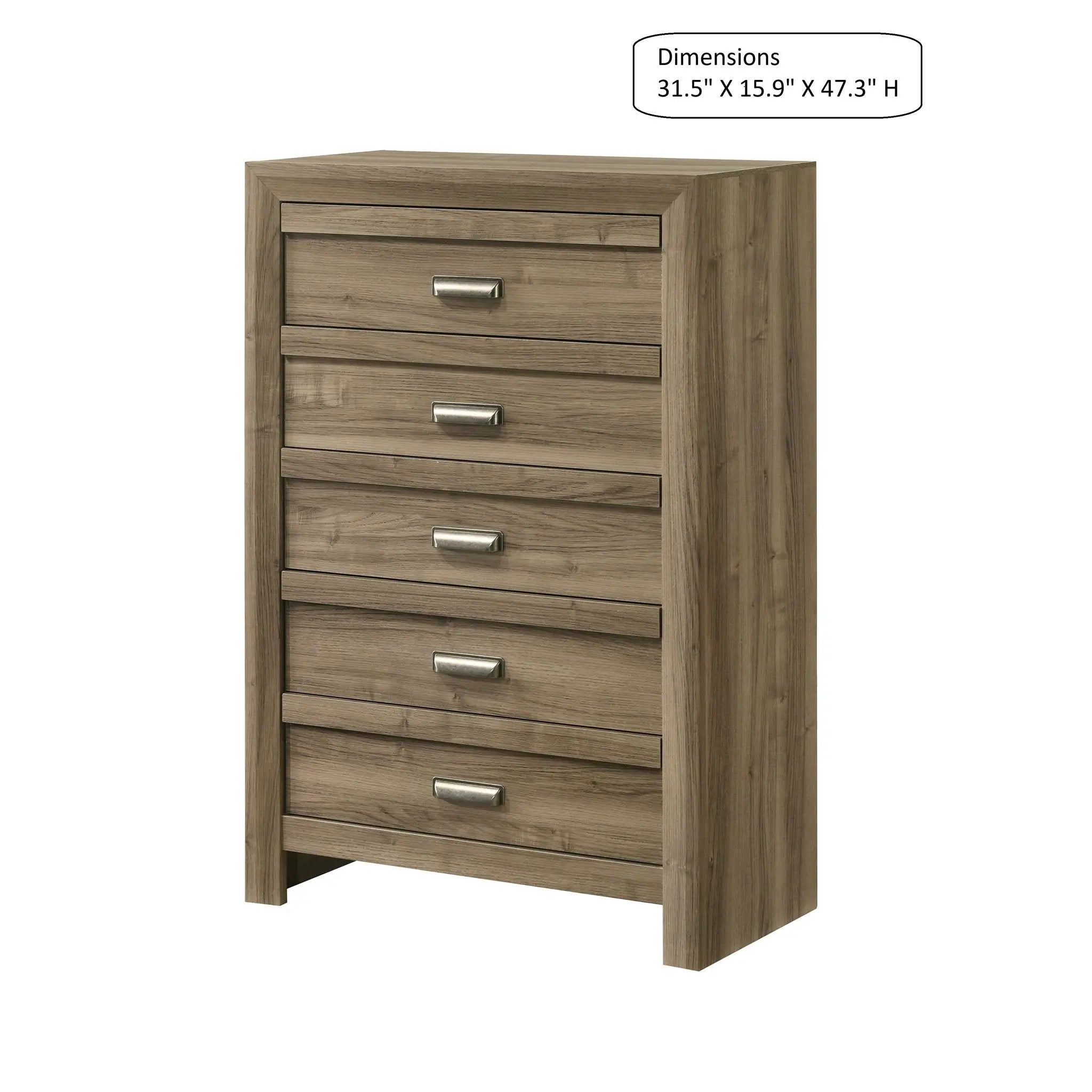 5 Drawer Storage Chest With Pulls - Light Brown by HouseOfZazla