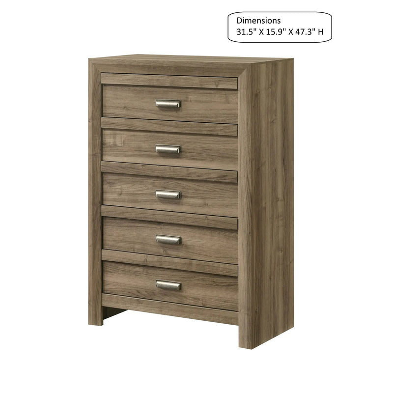 5 Drawer Storage Chest With Pulls - Light Brown by HouseOfZazla