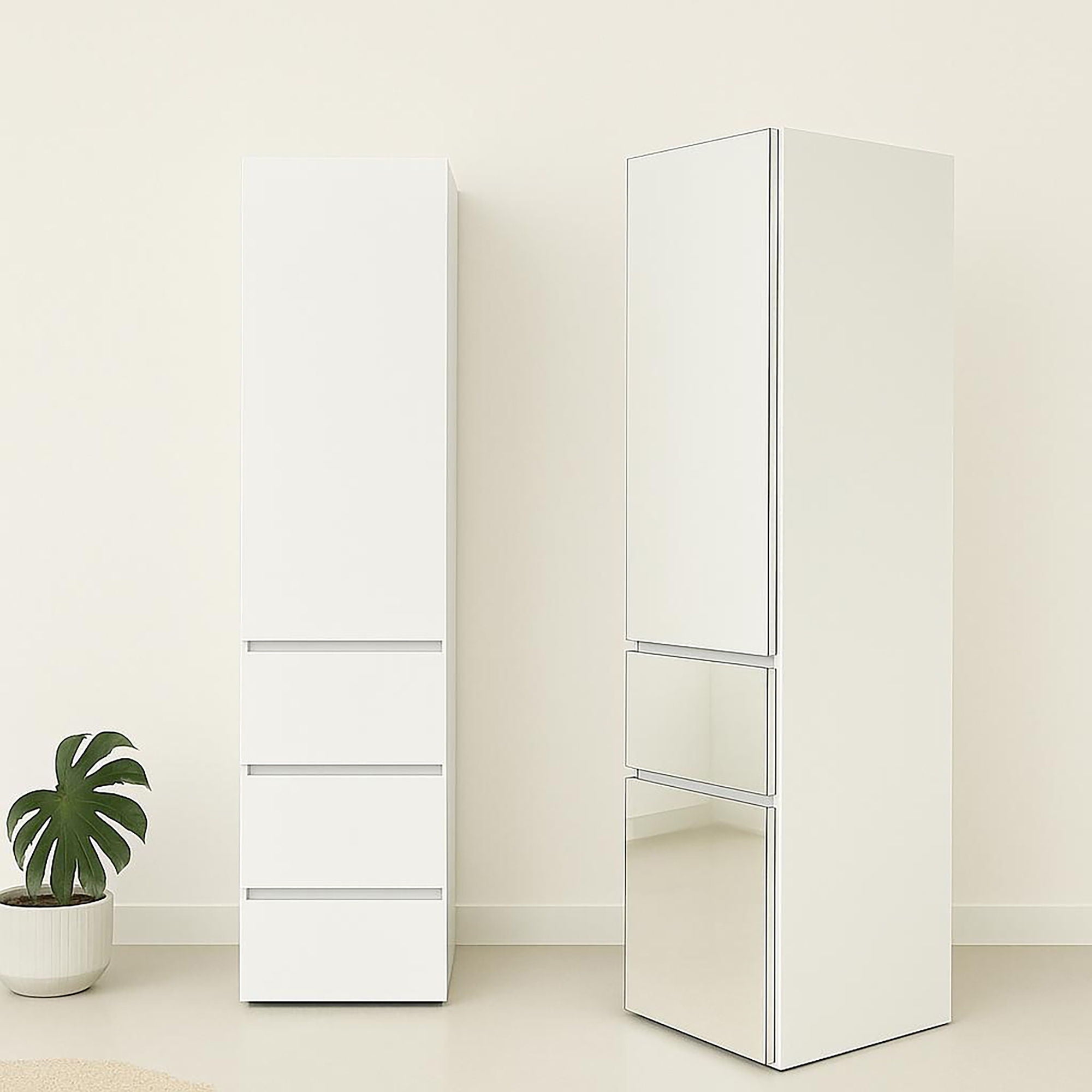 Elise - Modular Closet System With Mirror And Customizable Storage - White by HouseOfZazla