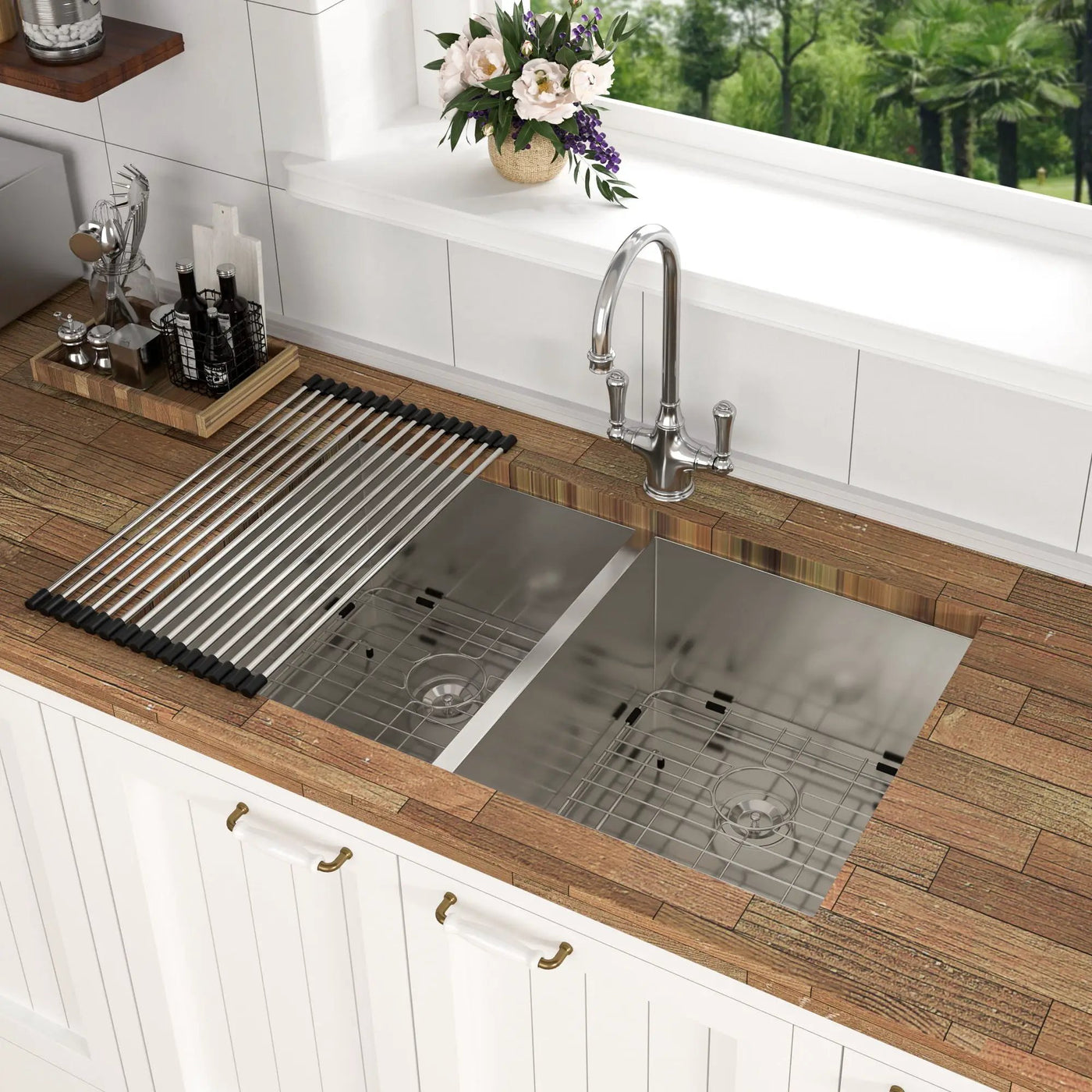 Modern Double Bowl Undermount Sink Design With 10" Deep Basins by HouseOfZazla