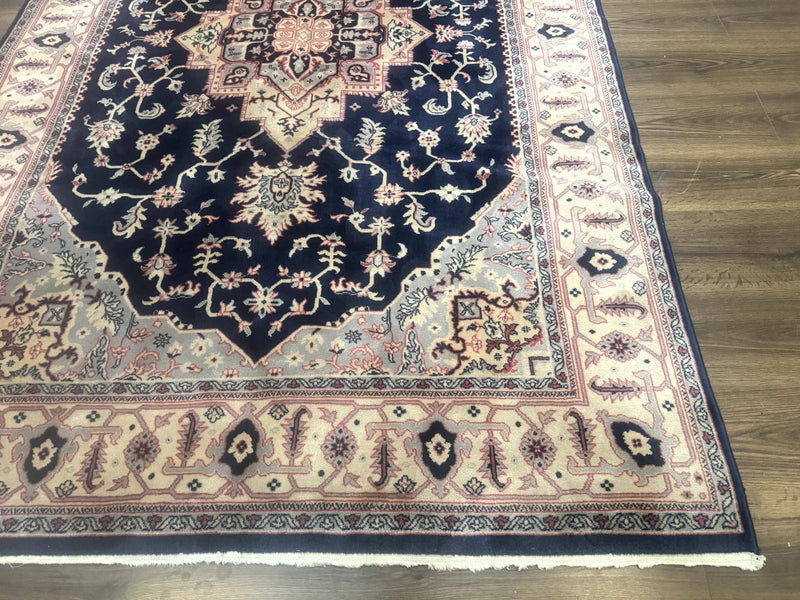 Karastan Rug Navy Serapi, Kara Shah Rug, Navy Blue, 5.6 x 8.6, Vintage Karastan Area Rug, Wool Pile Karastan Rug by Jewel Rugs