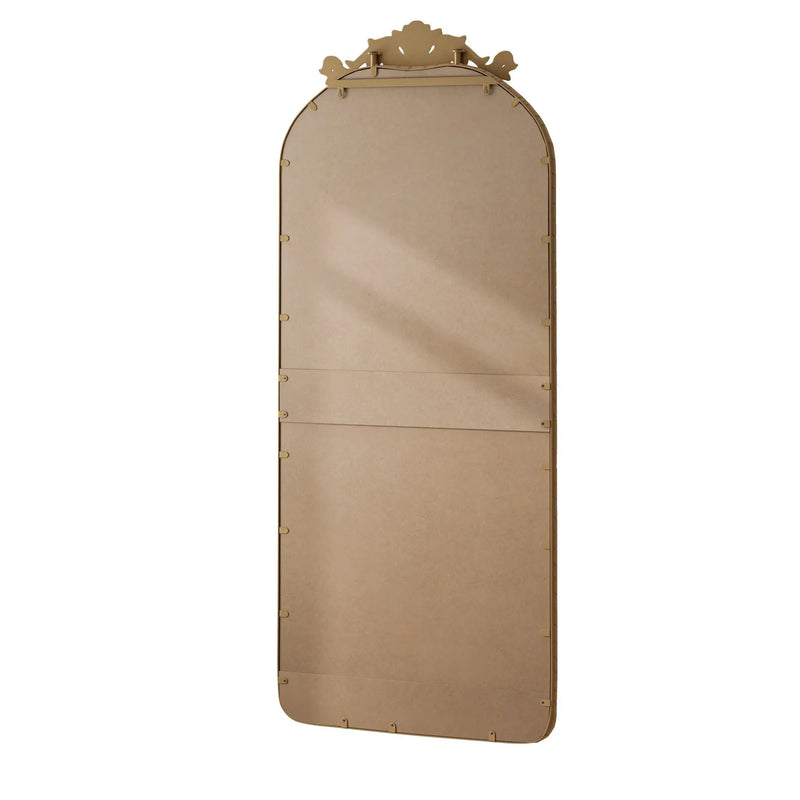 Full Body Arched Mirror With Vintage Carved Applique by HouseOfZazla