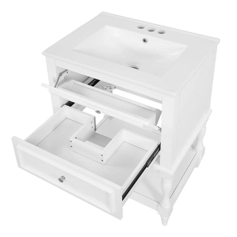 Bathroom Vanity With Sink, 2 Drawers Storage Cabinet, Open Shelf by Unique Piece Furniture