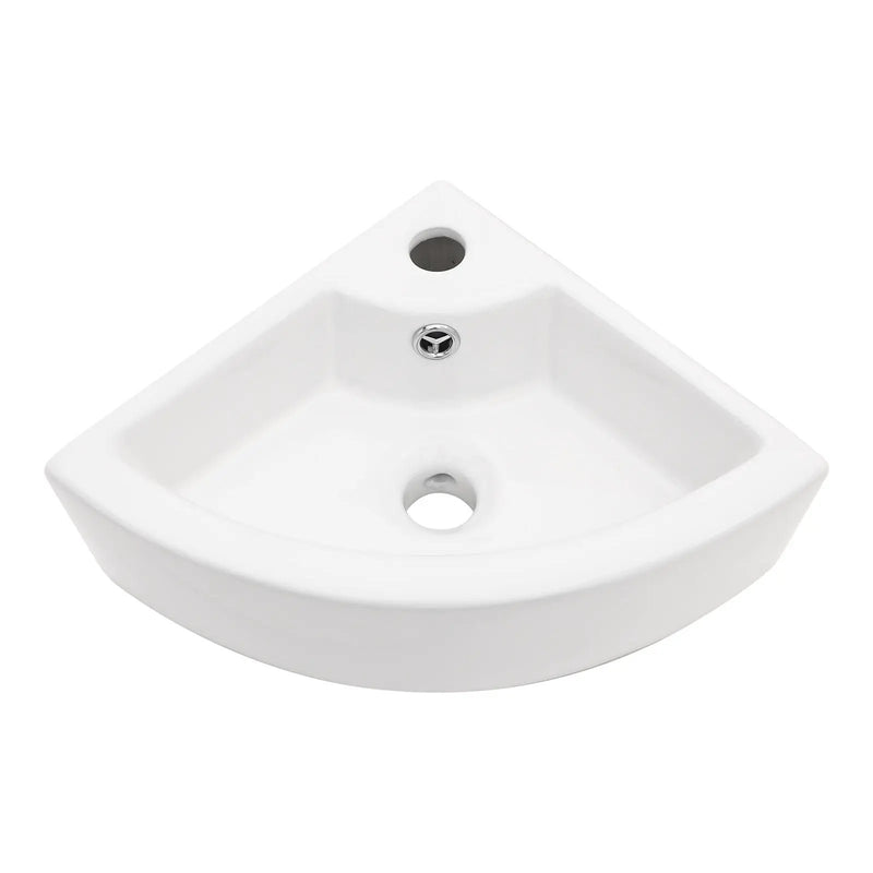 Triangle Porcelain Wall Mount Vessel Sink With Single Faucet Hole & Overflow by HouseOfZazla