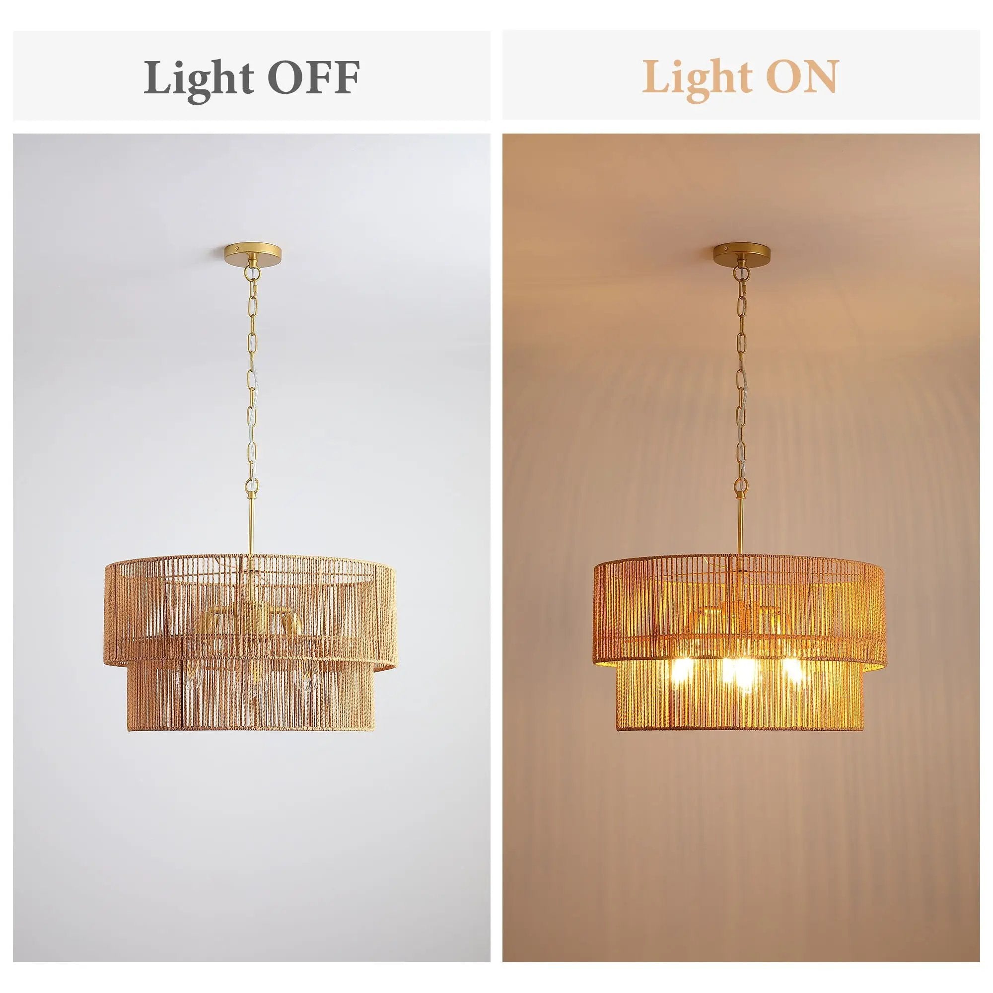 Chandelier, 2 Tier Boho Wabi Sabi Pendant Light, Hanging Ceiling Lamp - Gold by HouseOfZazla