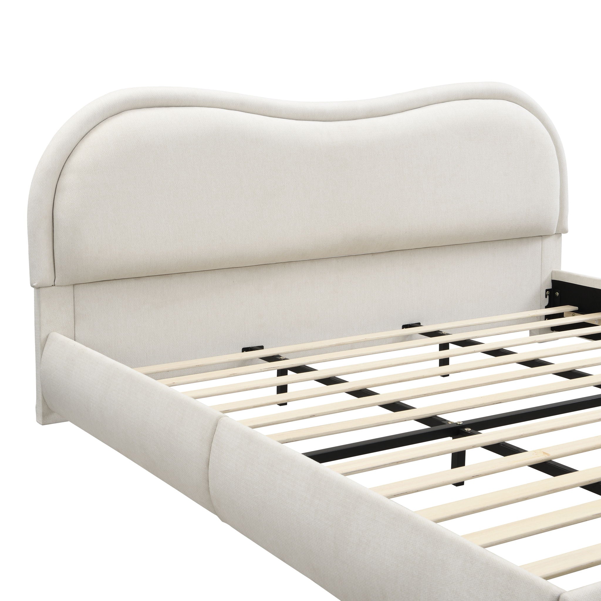Upholstered Platform Bed Frame With Curved Headboard by HouseOfZazla
