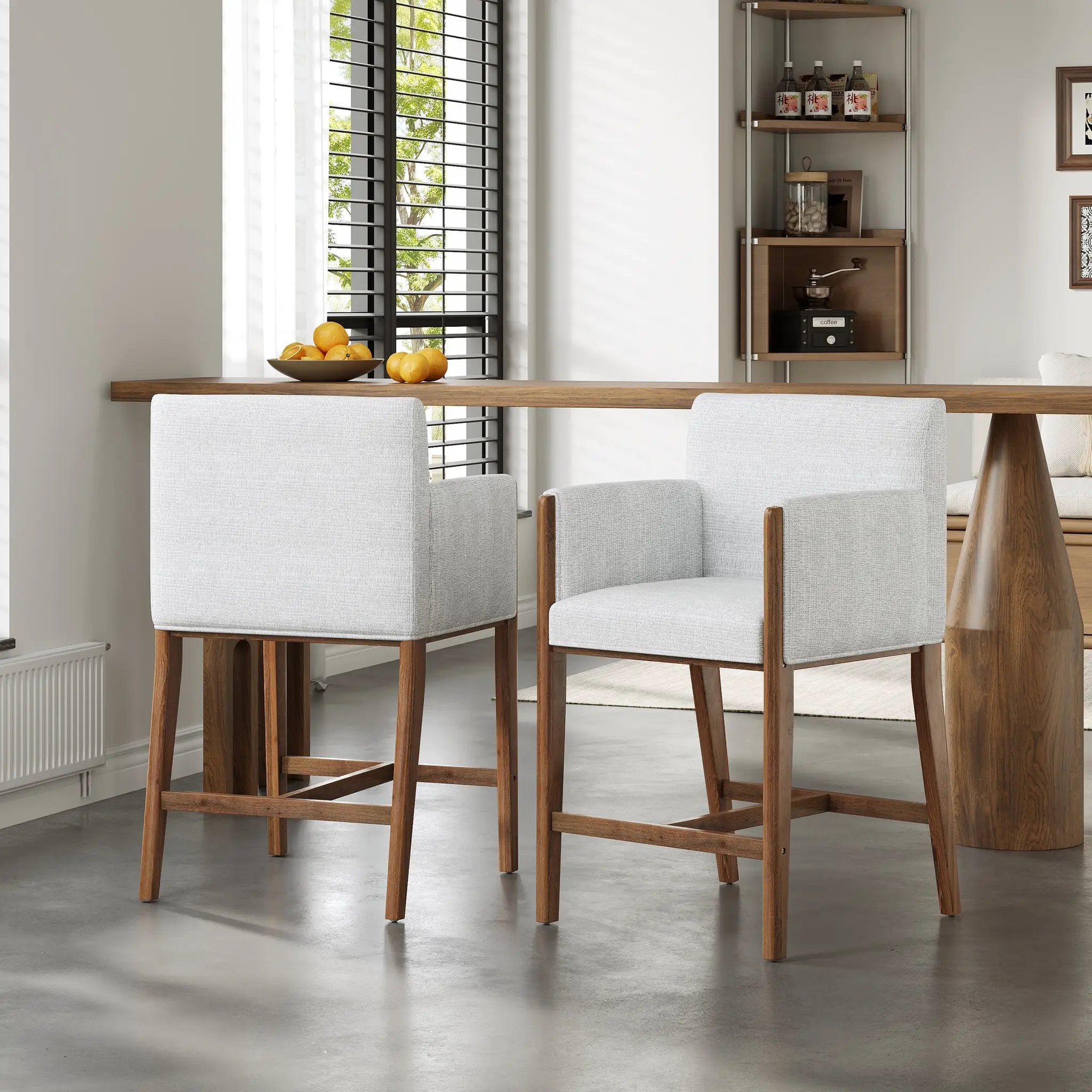 24'' Seat Height Upholstered Counter Stools with Arms for Kitchen Island/Dining Room, Set of 2 by HouseOfZazla