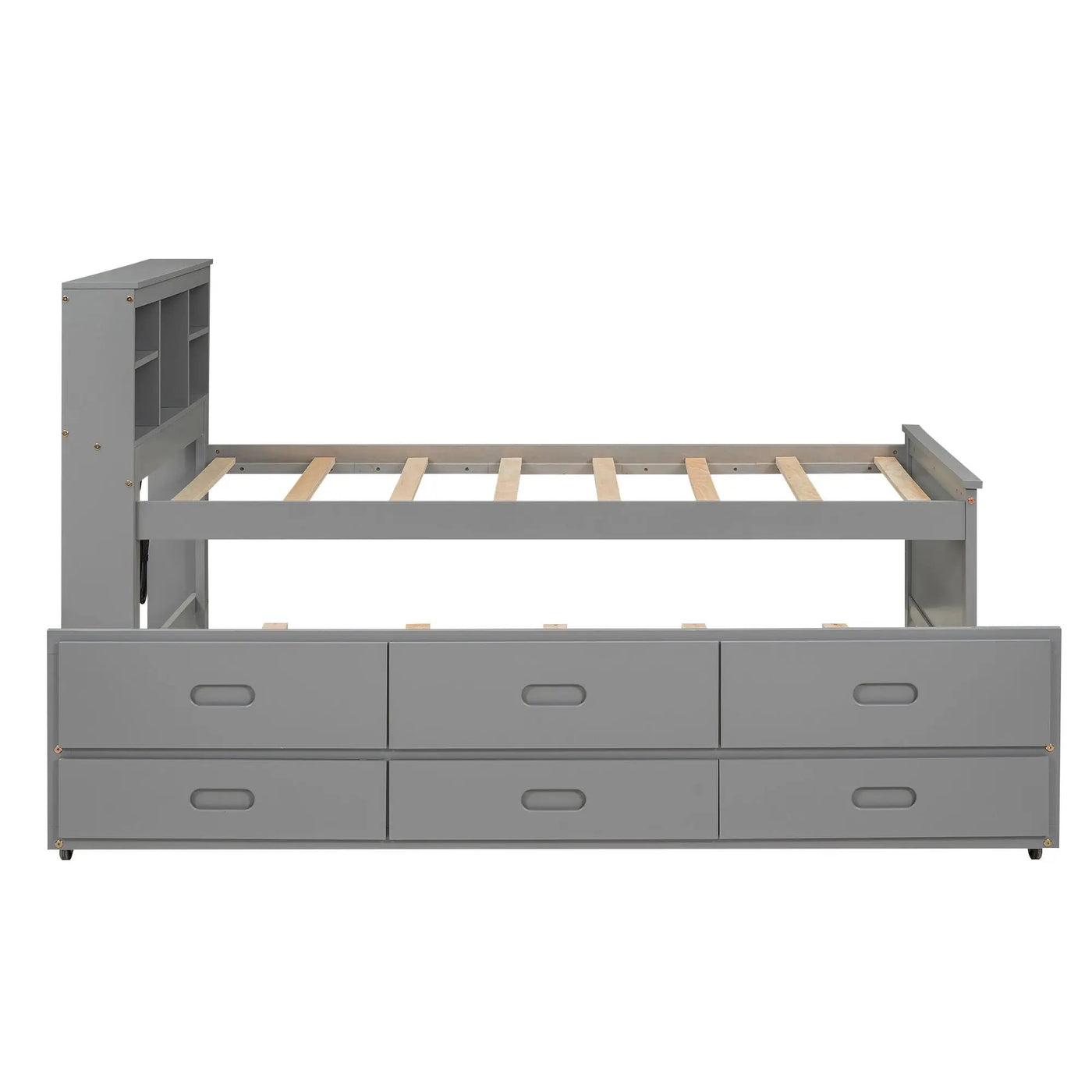 Platform Bed With Storage Headboard, USB, Trundle And 3 Drawers by HouseOfZazla