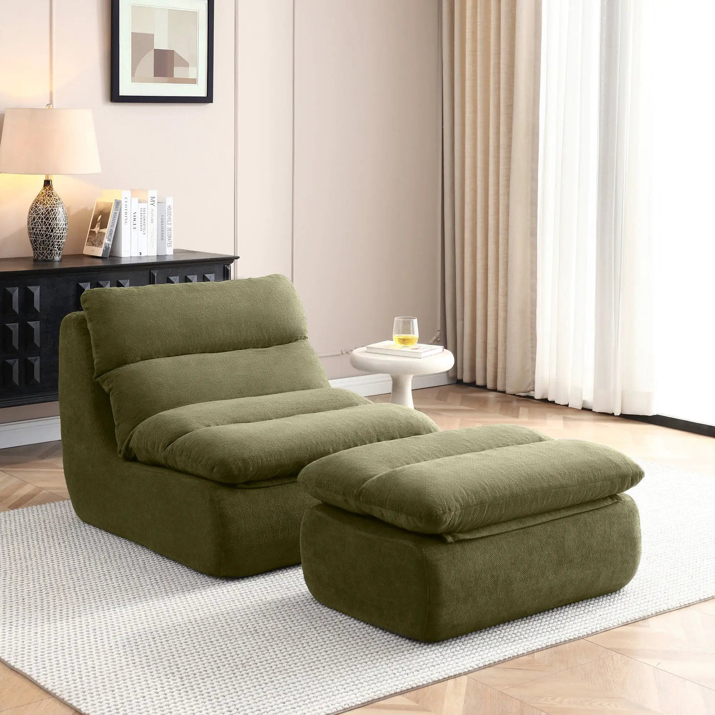 32" Bean Bag Chair with Ottoman by HouseOfZazla