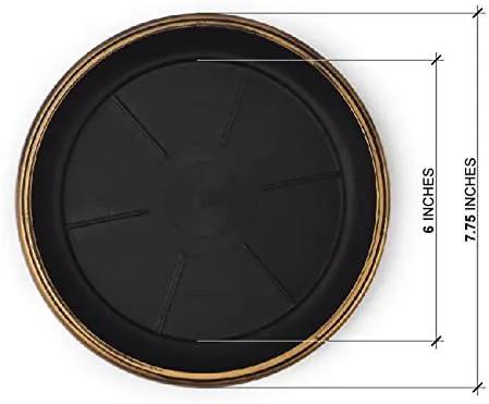 7" Decorative Heavy Duty Tray/Saucer (2 Pack) Rustic Medieval/French Country Look, Pot/Planter Base for Indoor/Outdoor Decor (7 inches, Gold) by GreenHaven Gardens