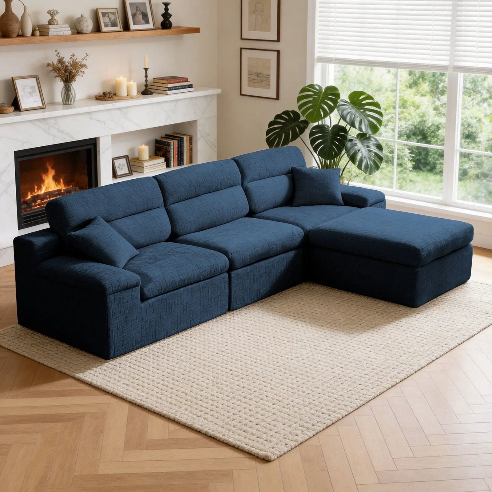 Corner Chaise Sofa With High Backrest by Unique Piece Furniture