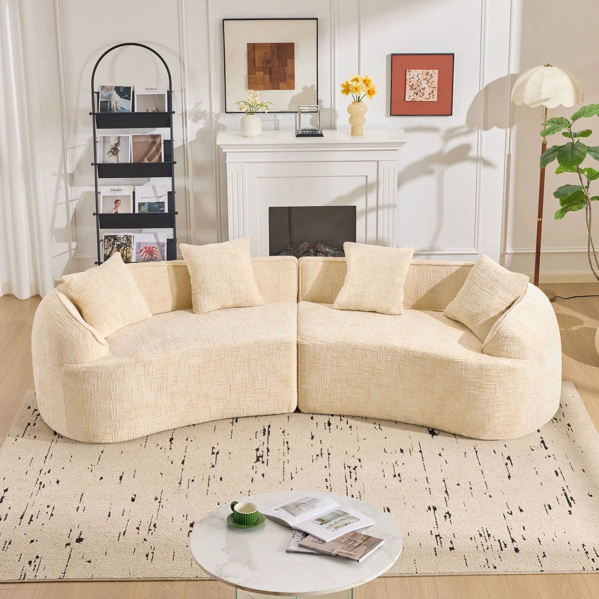 Curved Compressed Sofa, Nordic-Style Design For Living Room by Unique Piece Furniture
