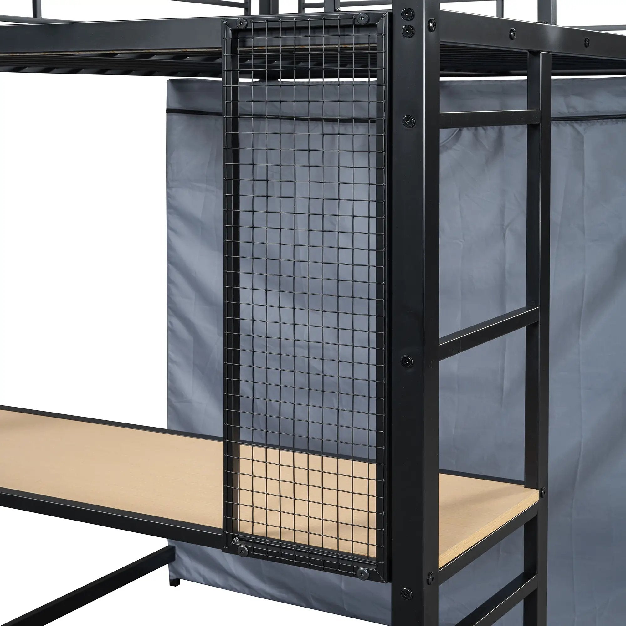 Loft Bed With Desk, Shelves, Power Outlet, LED Light And Wardrobe by HouseOfZazla