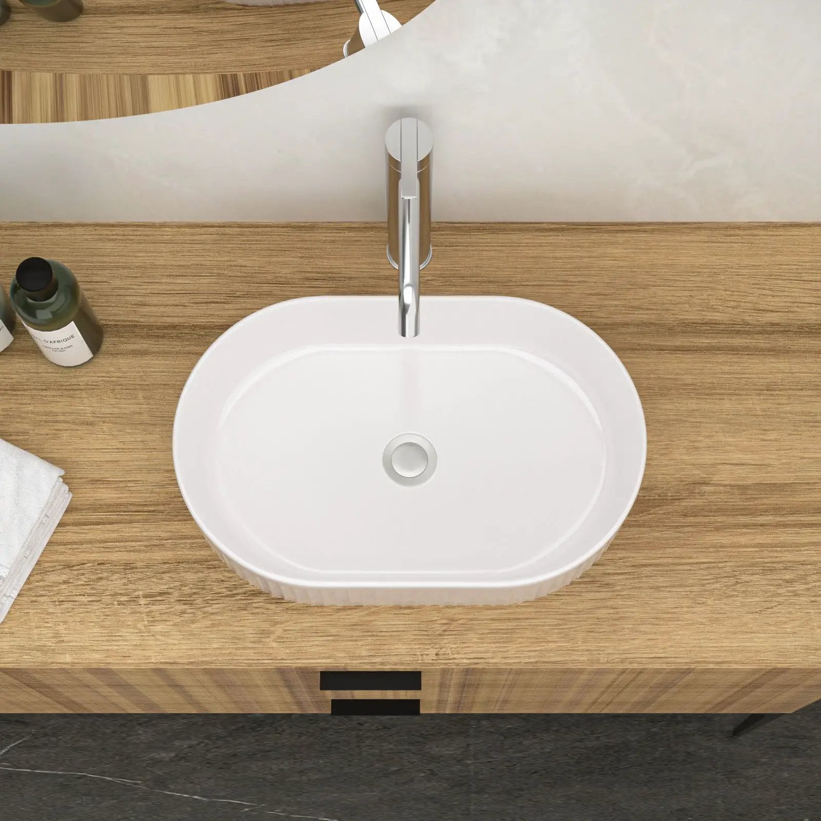 Vessel Oval Bathroom Sink - White by HouseOfZazla