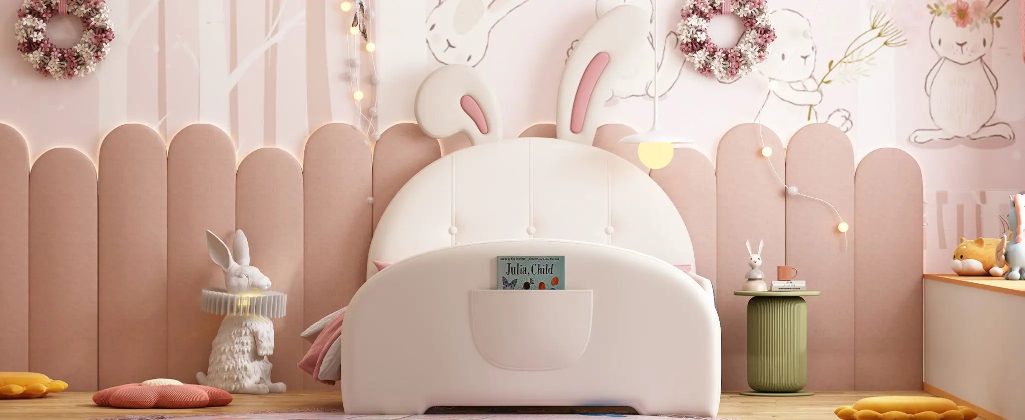 Upholstered Rabbit-Shape Princess Bed With Headboard And Footboard by HouseOfZazla