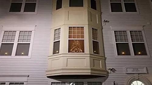 DRomance 9" Flameless Window Taper Candles Battery Operated with 8-Key Remote and Timer, 4 Pack White Christmas Holdiay Window Candles with Gold Holders, Suction Cups and AA Batteries Included by GreenHaven Gardens