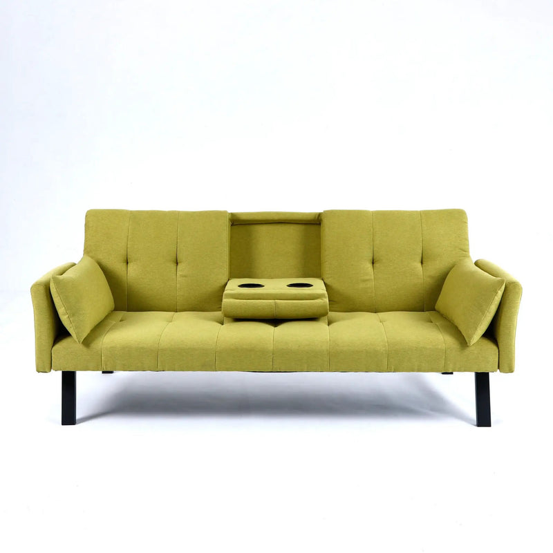 Sofa Bed With Foldable Design And Cup Holder - Green by HouseOfZazla
