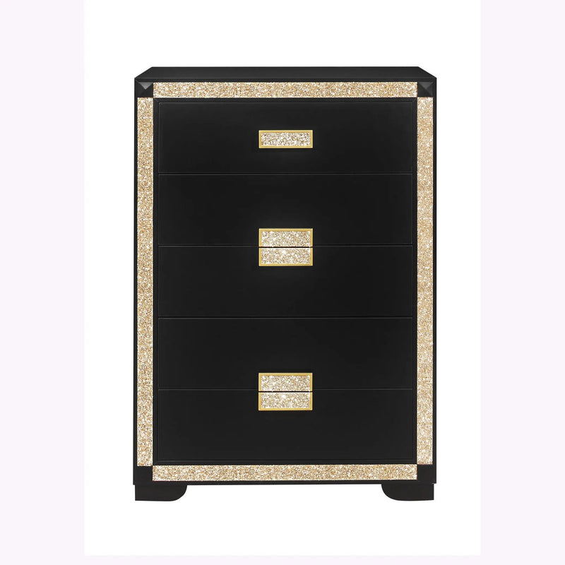 Lively - Chest With Glitter Detail And Thick Bar Handle Hardware - Black by Unique Piece Furniture