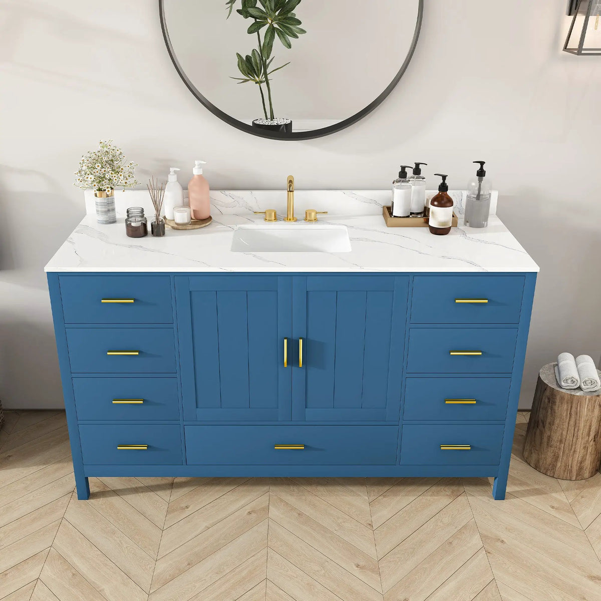 60" Modern Solid Wood Bathroom Vanity with Sink, photo 3 of 10