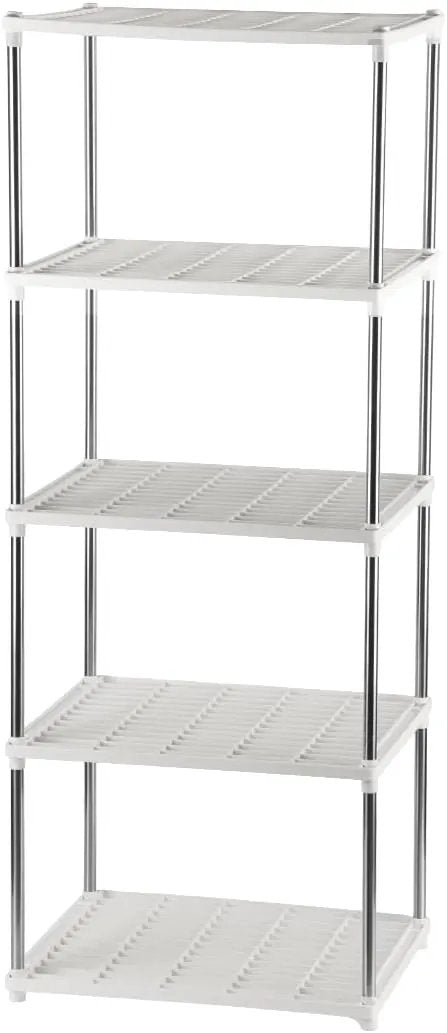 5 Layer Sprouting Tray Storage Shelf, Plant Tray Shelf Nursery Pot Tray Shelf Seeding Tray Container Shelves Indoor/Outdoor Plant Rack Holder (34.65''Hx13.58 Wx16.54 L, White) by GreenHaven Gardens