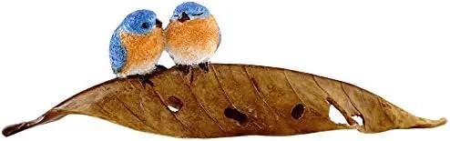Top Collection Miniature Fairy Garden and Terrarium Statue, Bluebirds on Leaf by GreenHaven Gardens