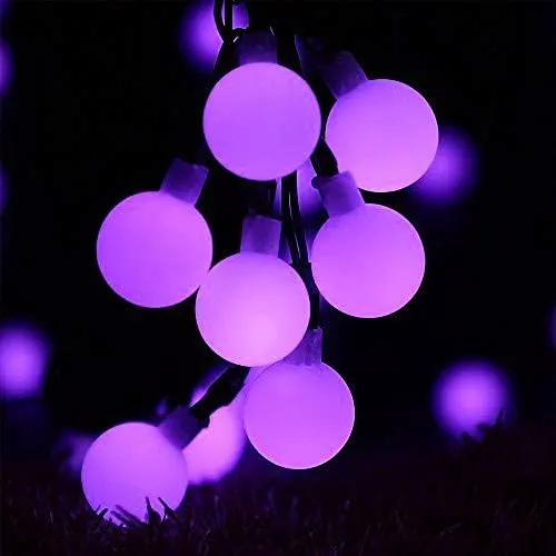 Globe Ball Fairy Lights, 50 LEDs 23ft/7M Solar Led Globe String Lights Waterproof with Two Lighting Modes for Garden Outdoor Party Christmas Decoration (Purple) by GreenHaven Gardens