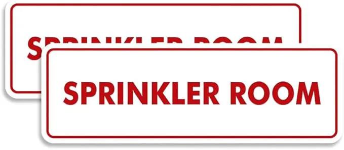 Signs ByLITA Standard Sprinkler Room Sign (White/Red) - Medium 2 Pack by GreenHaven Gardens