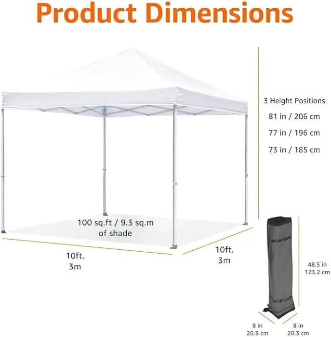 Amazon Basics Outdoor Pop Up 10 x 10 Canopy Tent for Events, Portable with Easy Setup, One-Push, Includes Wheeled Carry Bag, 8 Pegs, 4 Ropes, 4 Weighted Bags, White by GreenHaven Gardens