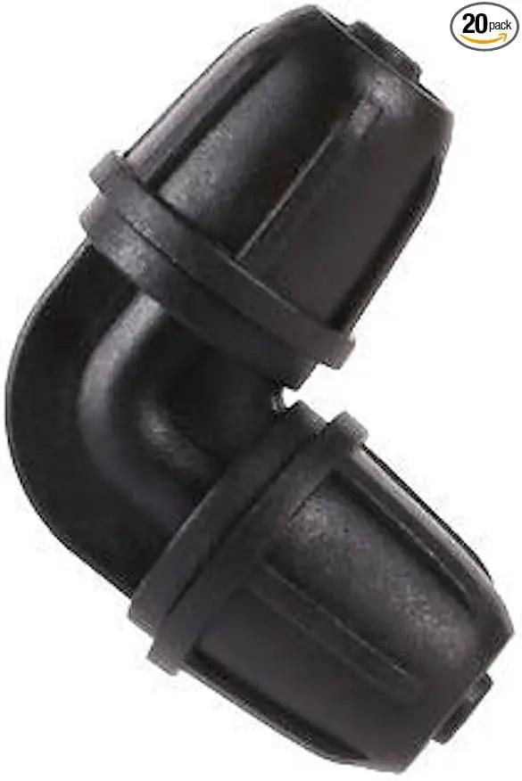20 Pack Quick-Connect Locking 1/4" Drip Irrigation Elbow Coupling Connectors, Corner Fittings for 1/4 Inch Irrigation Tubing, Drip Kit (Elbow - 20 Pack) by GreenHaven Gardens