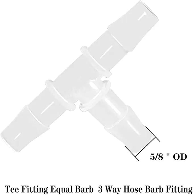 5/8" Tee Fitting Equal Barb 3 Way Hose Barb Fitting，Splicer Joint Mender Adapter Union Fitting for Fuel Gas Liquid Air (Pack of 5) by GreenHaven Gardens