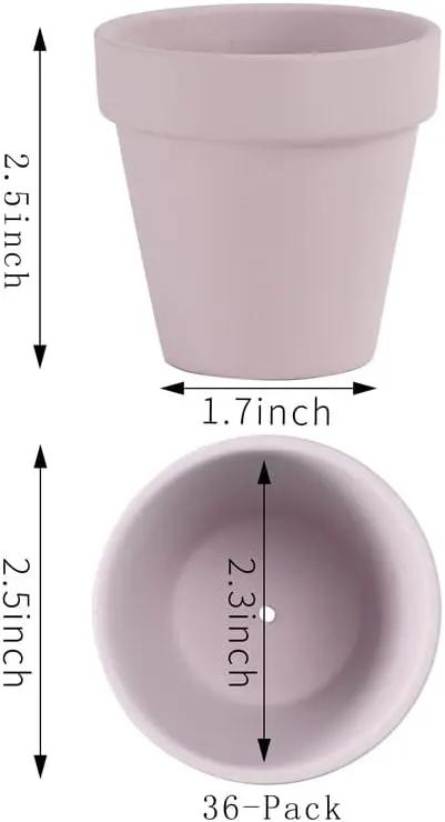 Yishang 36 pcs Small Mini Pink Clay Pots, 2.5'' Terracotta Pot Clay Ceramic Pottery Planter,Cactus Flower Terra Cotta Pots,Succulents Nursery Pots,with Drainage Hole,Great for Crafts,Wedding Favor by GreenHaven Gardens