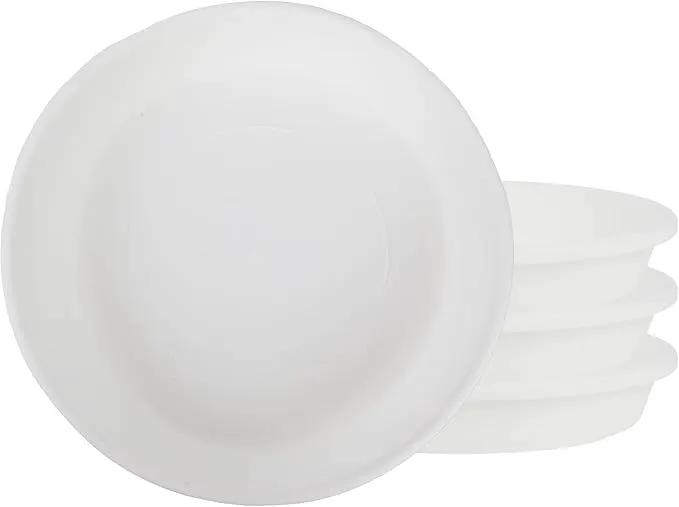 The HC Companies Flower Pot Saucers - Plastic Plant Saucer for Outdoors & Indoors - Traditional Design Plant Pot Trays for Water Drainage - Durable & Stylish Round Plant Tray (6-inch White) by GreenHaven Gardens