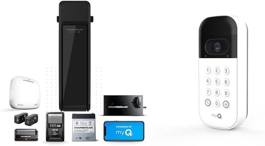 CHAMBERLAIN RJO101MC Ultra-Quiet Wall Mounted Opener + myQ Smart Garage Door Video Keypad by GreenHaven Gardens