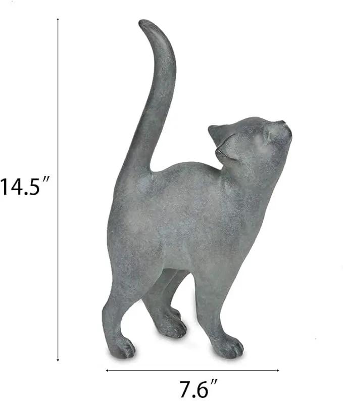 Newman House Studio Garden-Statues Cat-Figurines Home Garden Decor - Farmhouse Backyard Polyresin Kitten 7.6L x 4W x 14.5H inch by GreenHaven Gardens