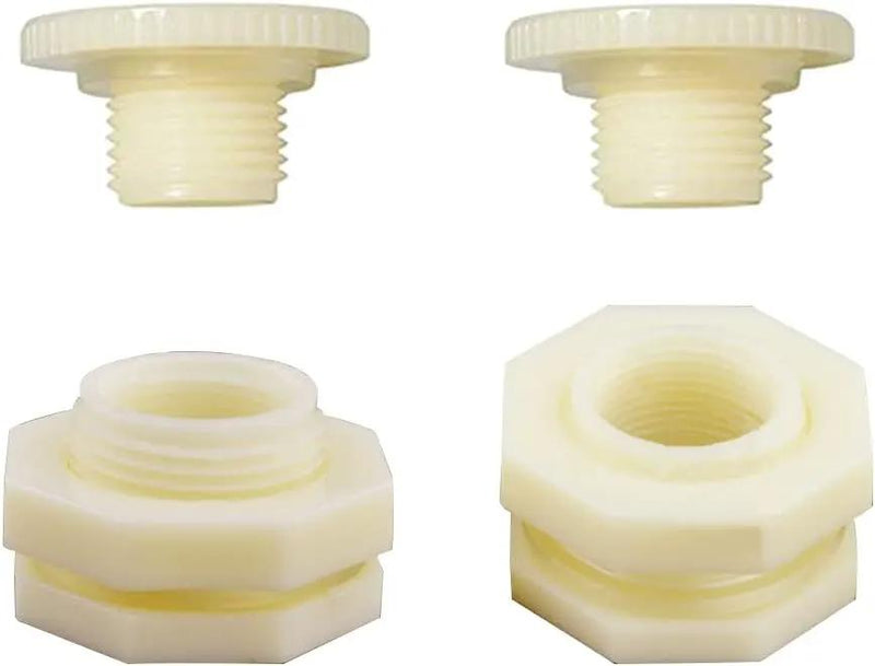 1/2" Female ABS Bulkhead Fitting, Plastic Water Tank Connector Adapter Fitting with Plugs for Outdoor rain Barrel Garden Hose Adapter Spigot kit Water Tank Gallon Drain Bucket(Set of 2) by GreenHaven Gardens