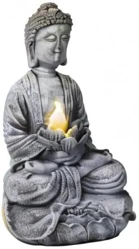 VP Home Buddha Statue for Home and Outdoor Decor, Solar Powered Flickering LED Garden Light, Zen Meditation, Spiritual Room Decor (Zen Buddha) by GreenHaven Gardens