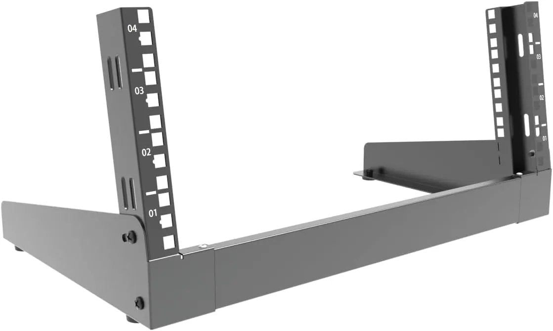 JINGCHENGMEI 4U Desktop Network Rack 19 inches Small Open Frame Rack 2 Post Free-Standing Tabletop Rack for Server, Patch Panel, Data, AV, IT,Studio or Networking Equipments (4U) by GreenHaven Gardens