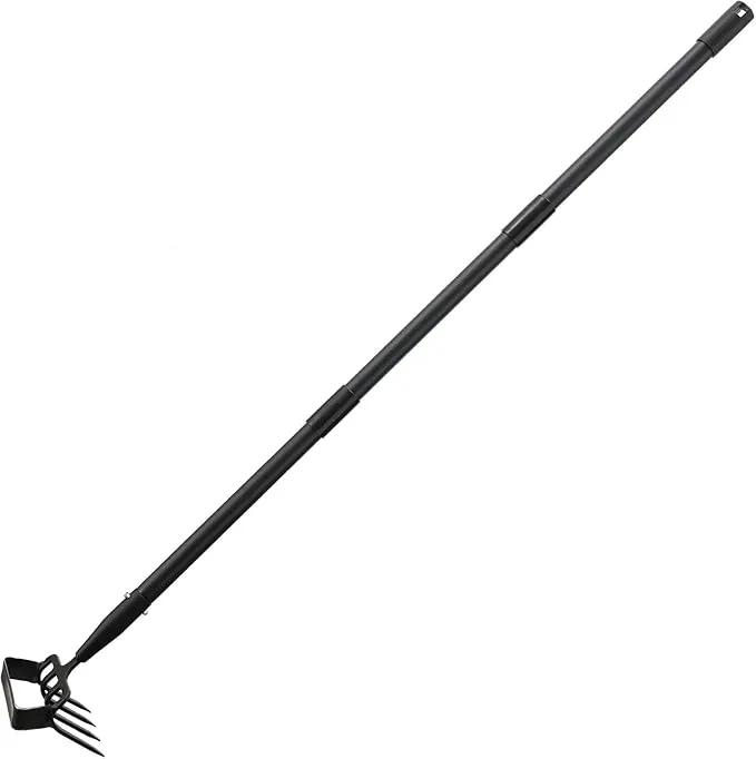 INFLATION Stirrup Hand Hula Hoe Heavy Duty Metal Gardening Weed Puller Tool 4 Tines Prong 2-in-1 Herb Stripper Yard Rake for Women Kids Men Garden Grandpas Weeder 32-62 inch Long Adjustable Handle by GreenHaven Gardens