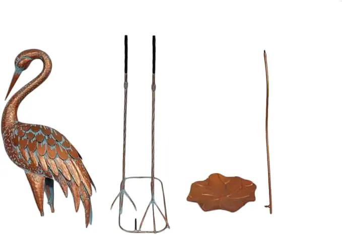 Crane Statue Metal Crane Sculpture Garden Decoration Metal Yard Art for Patio Lawn Backyard Outdoor Decoration by GreenHaven Gardens